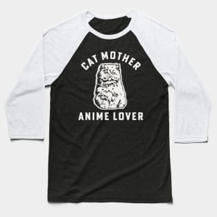 Cat Mother Anime Lover Cat Mom Japanese Anime Girl Baseball T-Shirt